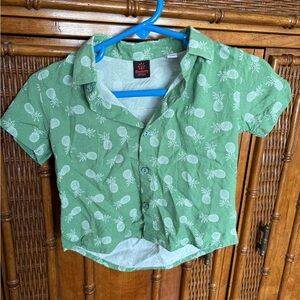 Green Pineapple Print Shirt